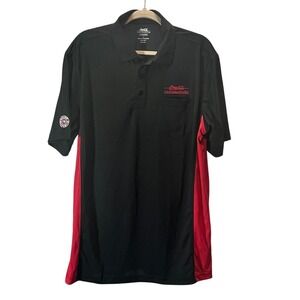 Mens L Coke Coca-Cola Hydrovent Polo‎ Shirt Merchandiser Black Red Recycled